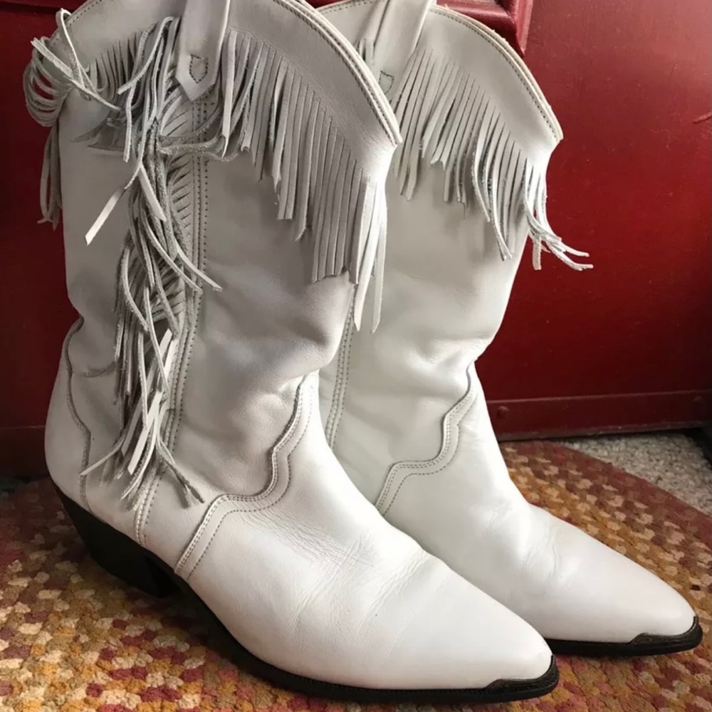 White Fringed Boots - 10 - Miss Rodeo USA by Acme